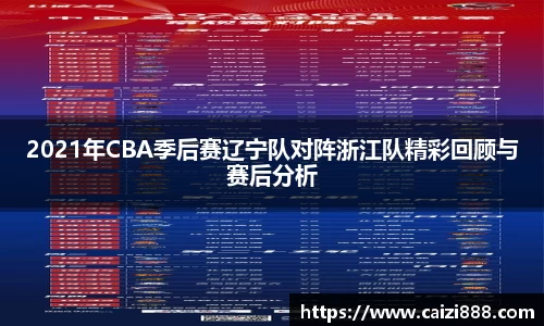 2021年CBA季后赛辽宁队对阵浙江队精彩回顾与赛后分析